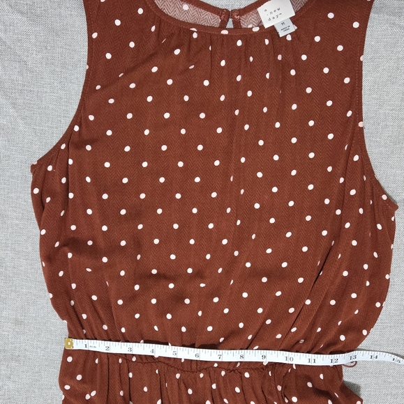 Target A NEW DAY Brown & White Polkadot Sleeveless Dress w/ High-Low Wrap Skirt - Picture 12 of 14